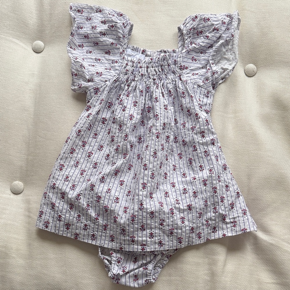 Zara White and Purple Floral Toddler Dress